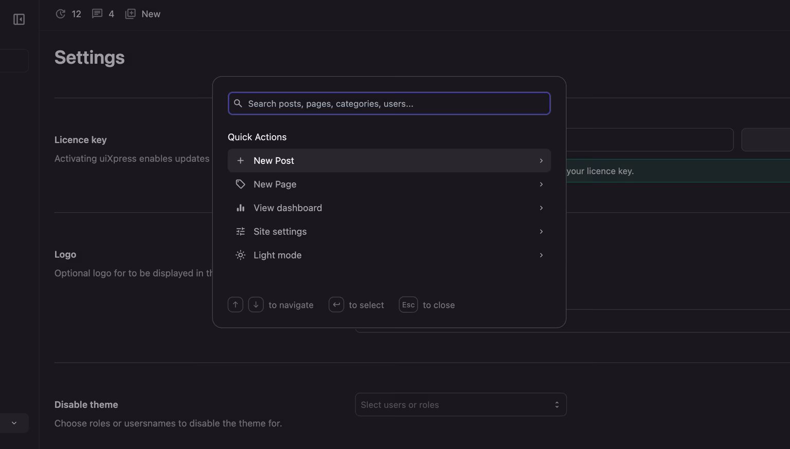 uiXpress global search interface