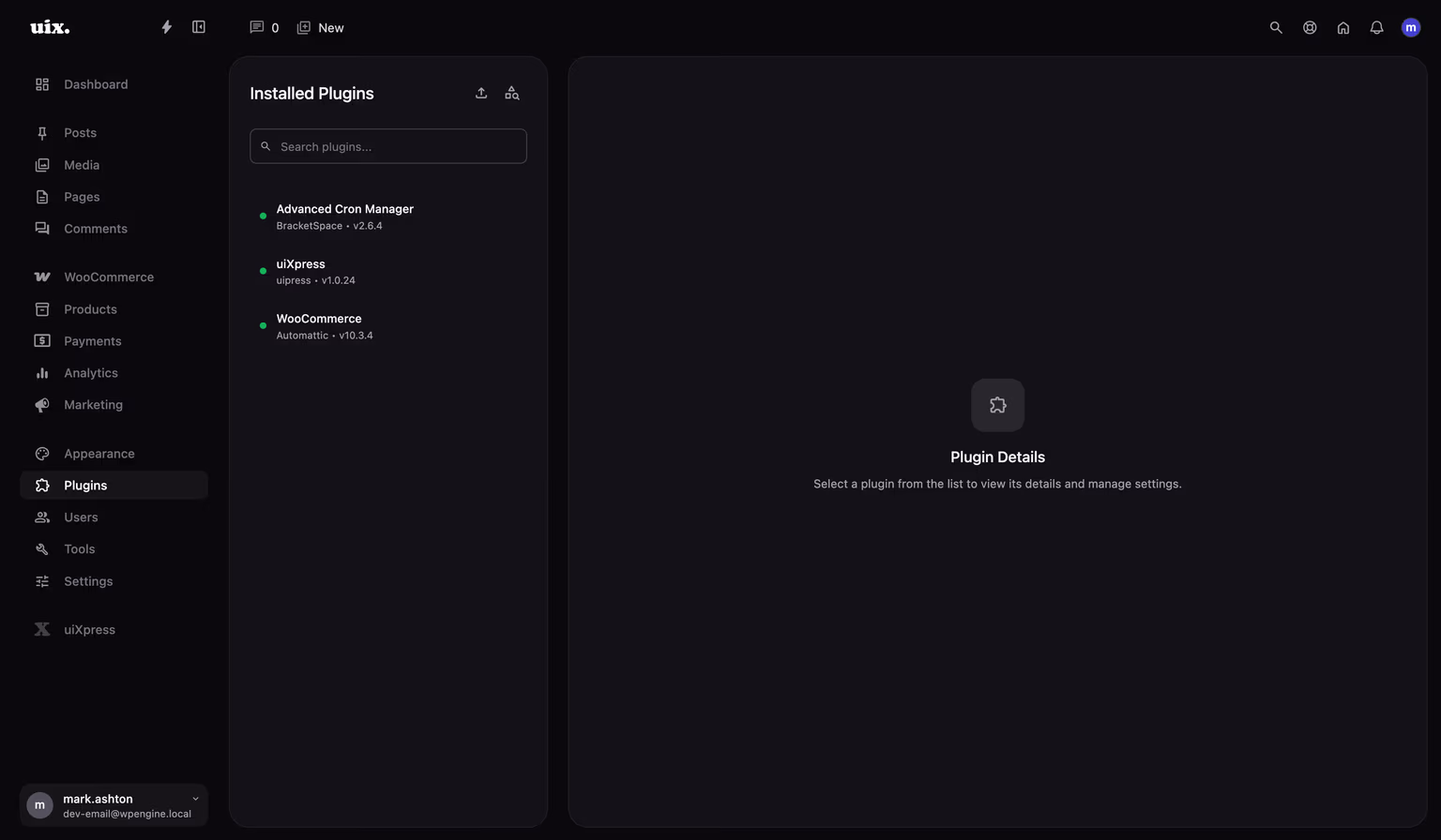 uiXpress plugin manager interface